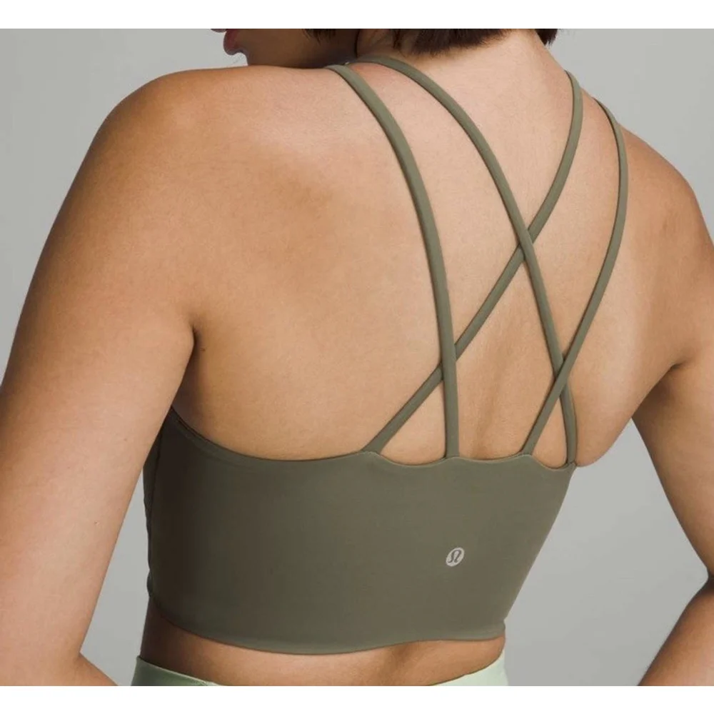 LULULEMON LIKE A CLOUD HIGH NECK LONG LINE BRA B/C MEDIUM OLIVE COLOR SIZE 4 NWT